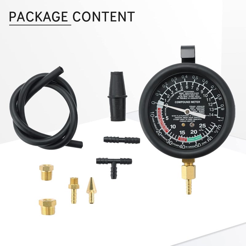 Acymner Vacuum and Fuel Pump Tester Gauge Kit | Gauge Leak Carburetor Pressure Diagnostics Tool Kit - Image 2